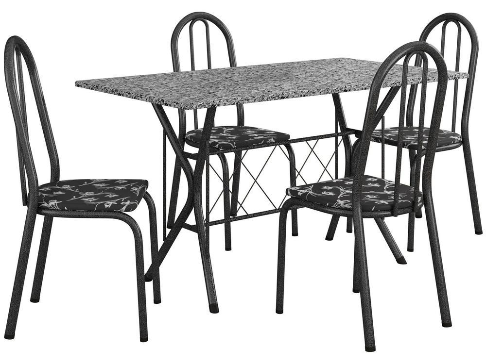 Mesa de Jantar 4 Cadeiras Retangular Preto Artefamol Ravena - 4