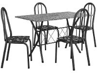 Mesa de Jantar 4 Cadeiras Retangular Preto Artefamol Ravena - 4