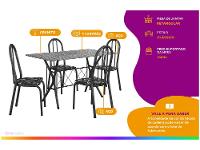 Mesa de Jantar 4 Cadeiras Retangular Preto Artefamol Ravena - 2