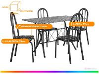 Mesa de Jantar 4 Cadeiras Retangular Preto Artefamol Ravena - 3