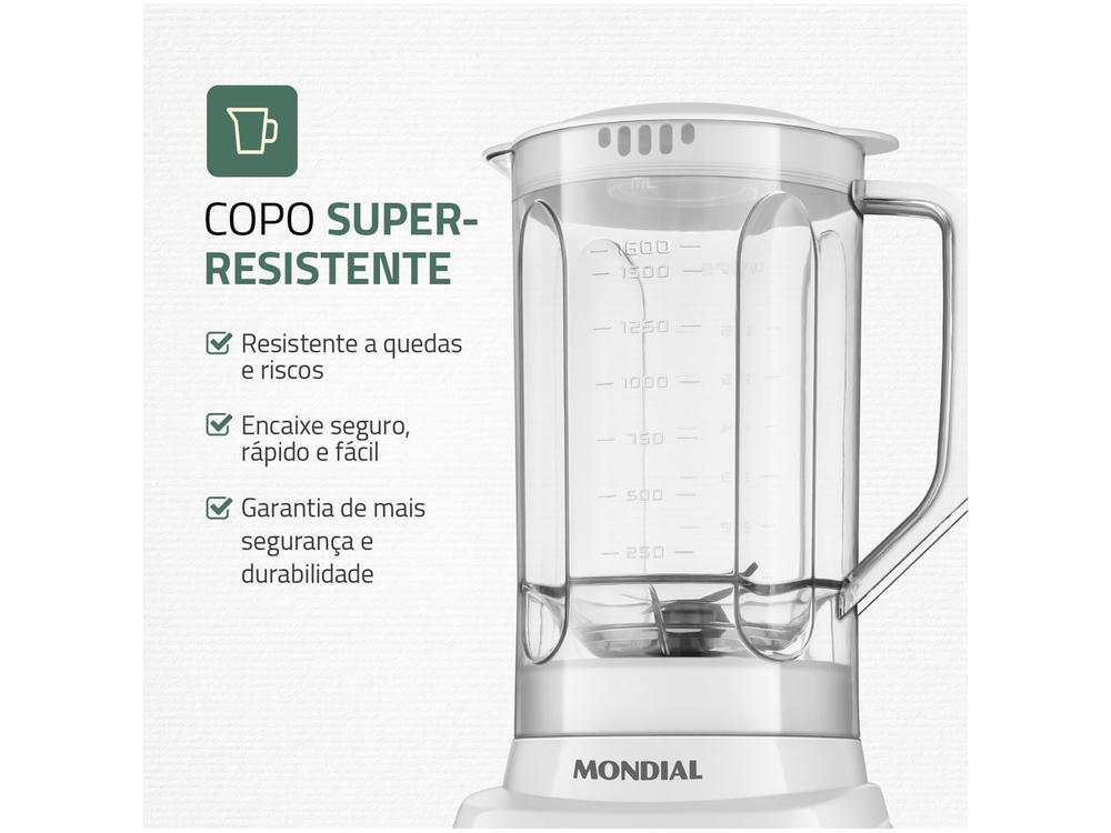 Liquidificador Mondial Pratic Power L-97-W 2 Velocidades + Pulsar 550W Branco - 10