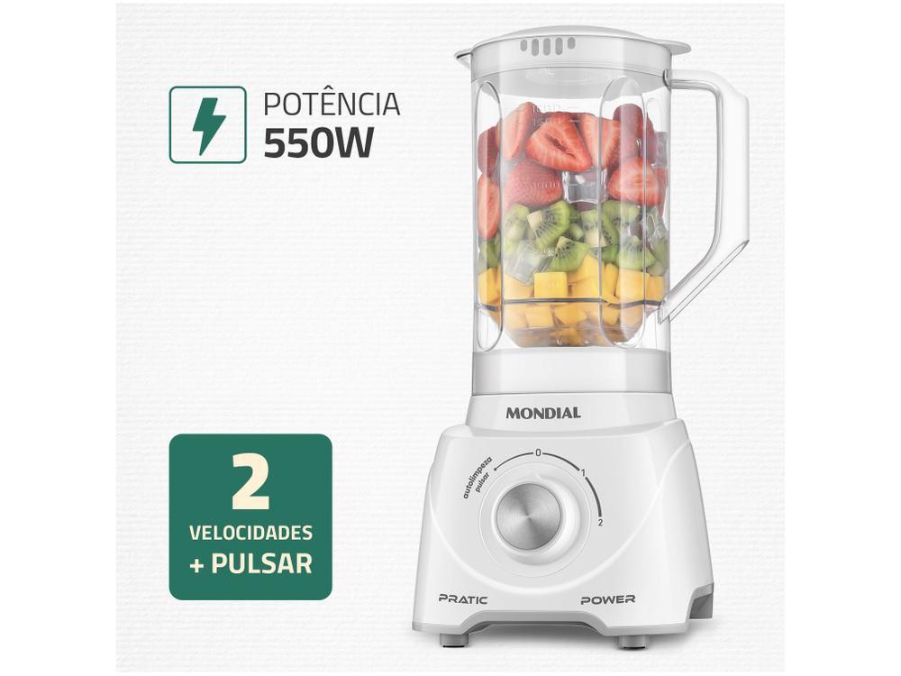Liquidificador Mondial Pratic Power L-97-W 2 Velocidades + Pulsar 550W Branco - 2