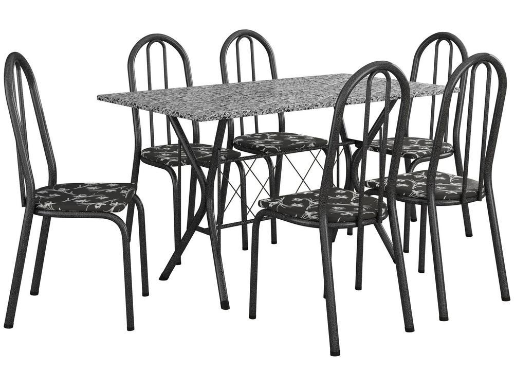 Mesa de Jantar 6 Cadeiras Retangular Preta Artefamol Ravena - 4