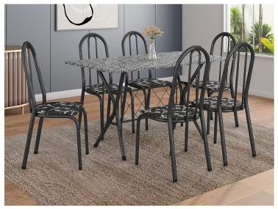 Mesa de Jantar 6 Cadeiras Retangular Preta Artefamol Ravena