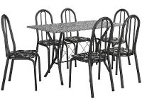 Mesa de Jantar 6 Cadeiras Retangular Preta Artefamol Ravena - 4