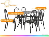 Mesa de Jantar 6 Cadeiras Retangular Preta Artefamol Ravena - 3