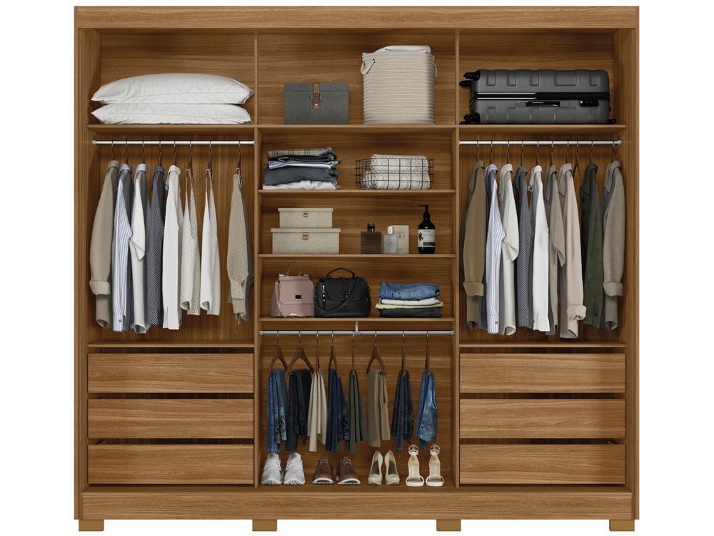 Guarda-roupa Casal com Espelho 3 Portas de Correr 6 Gavetas Demóbile Lille - 19