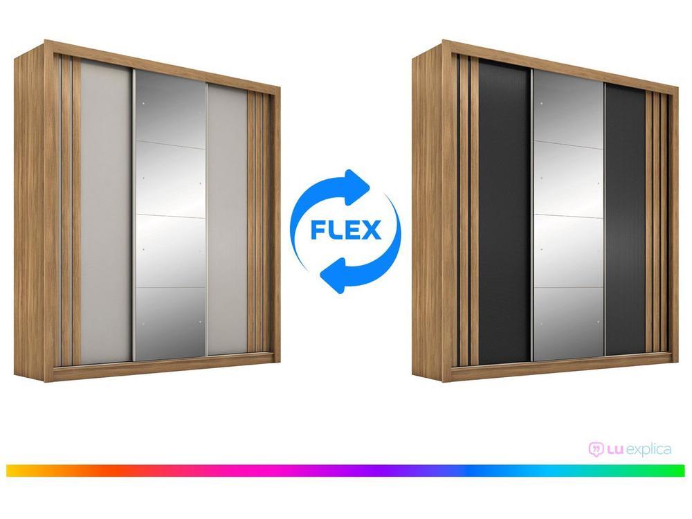 Guarda-roupa Casal com Espelho 3 Portas de Correr 2 Gavetas Demóbile Cannes - 3