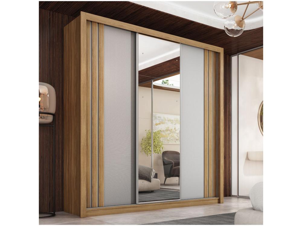 Guarda-roupa Casal com Espelho 3 Portas de Correr 2 Gavetas Demóbile Cannes - 5