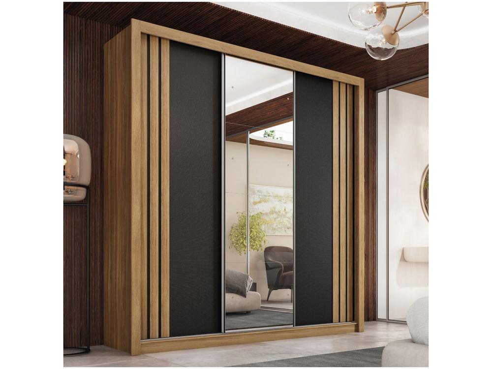 Guarda-roupa Casal com Espelho 3 Portas de Correr 2 Gavetas Demóbile Cannes - 6