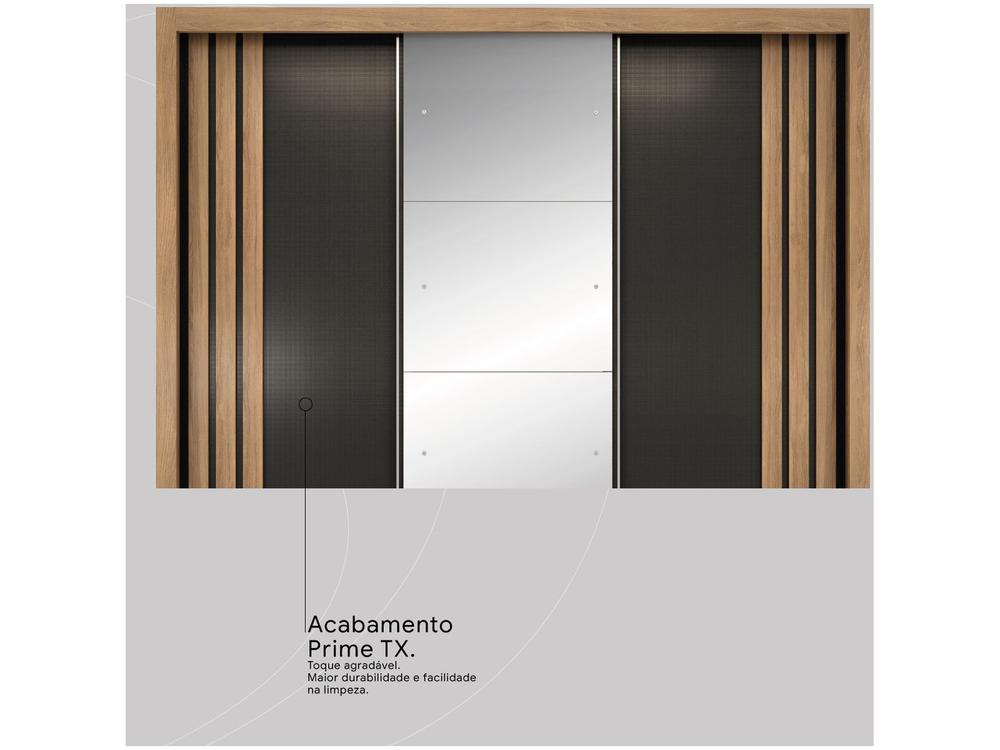 Guarda-roupa Casal com Espelho 3 Portas de Correr 2 Gavetas Demóbile Cannes - 8