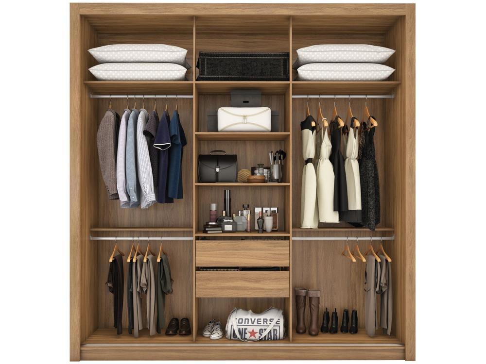 Guarda-roupa Casal com Espelho 3 Portas de Correr 2 Gavetas Demóbile Cannes - 11