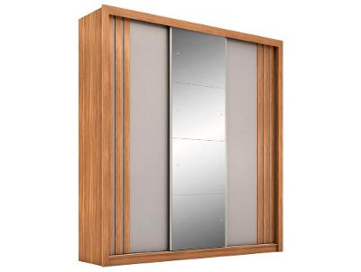 Guarda-roupa Casal com Espelho 3 Portas de Correr 2 Gavetas Demóbile Cannes