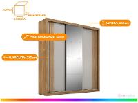 Guarda-roupa Casal com Espelho 3 Portas de Correr 2 Gavetas Demóbile Cannes