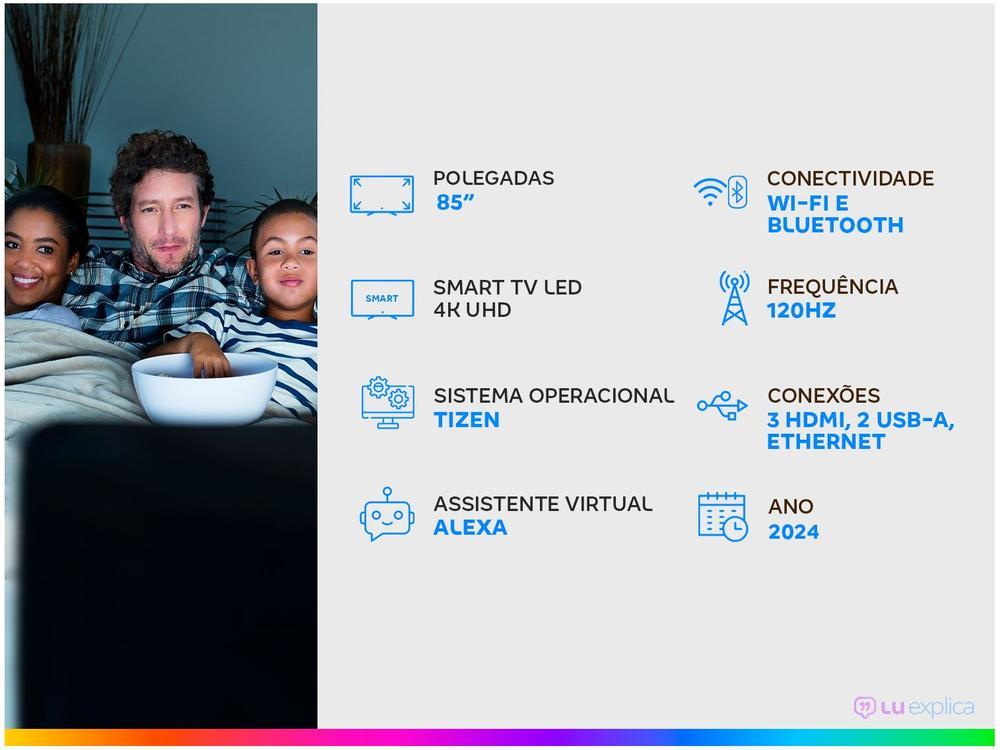 Smart TV 85” 4K UHD LED Samsung Crystal 85DU8000 - 2