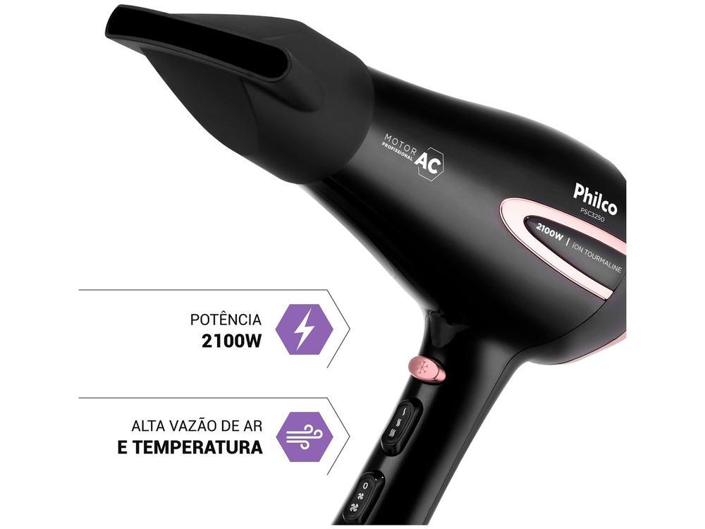 Secador de Cabelo Philco Tourmaline Íon Preto 2100W 2 Velocidades PSA3250 - 12