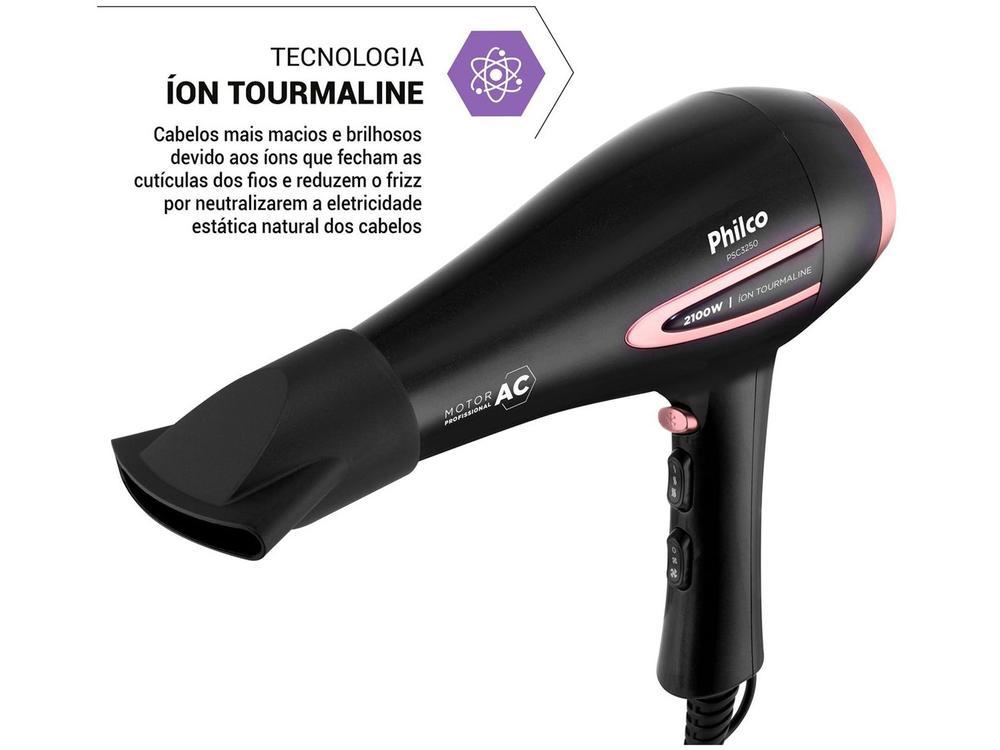 Secador de Cabelo Philco Tourmaline Íon Preto 2100W 2 Velocidades PSA3250 - 4