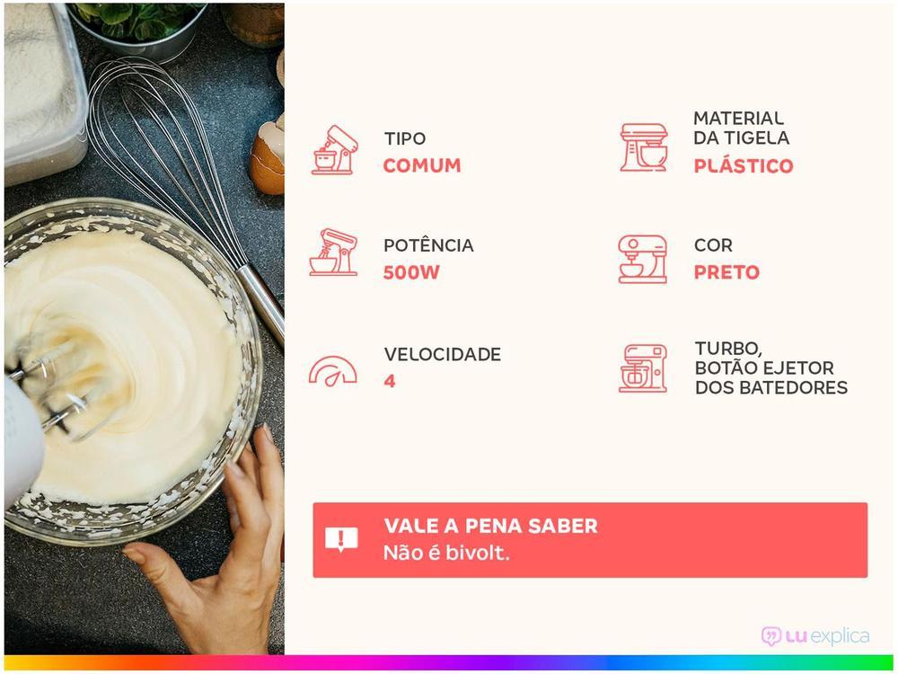 Batedeira Britânia Preta 500W 4 Velocidades 4,3L Pérola 550 - 2