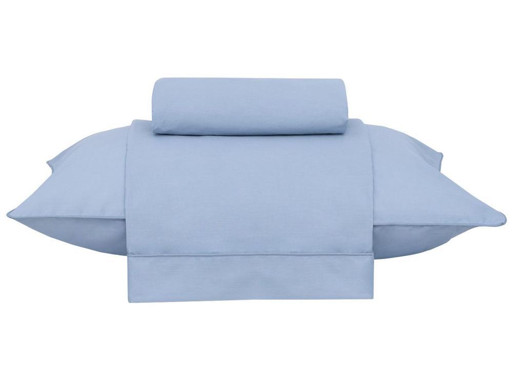 Jogo de Cama Solteiro 100% Algodão Buddemeyer 180 Fios Basic Percalle Azul 3 Peças - 1