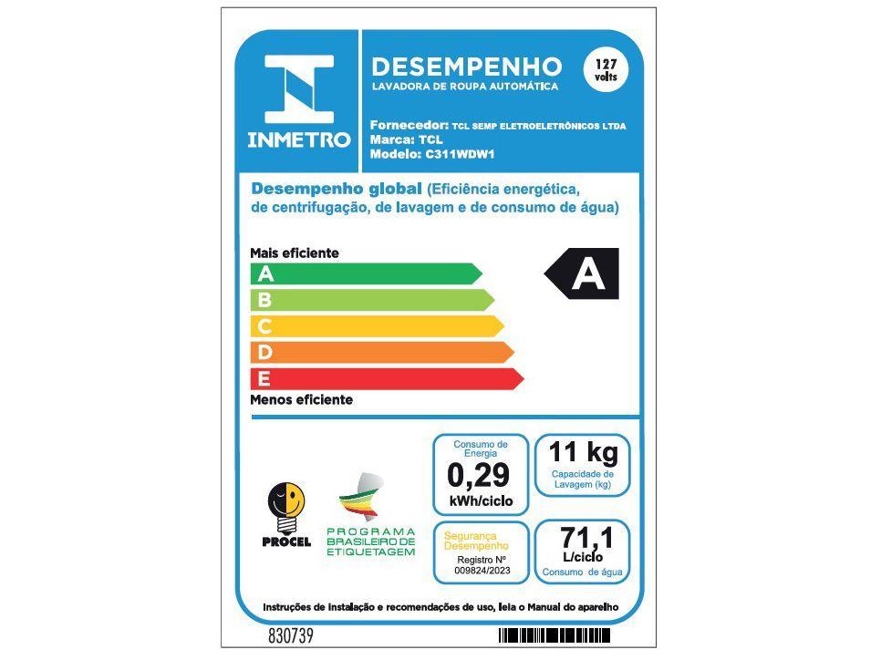 Lava e Seca TCL 11kg C311WDW Inverter - 15