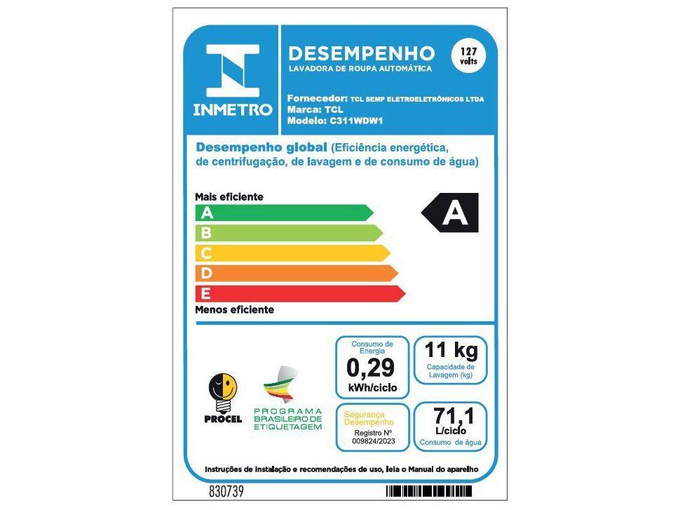 Lava e Seca TCL 11kg C311WDW Inverter - 9