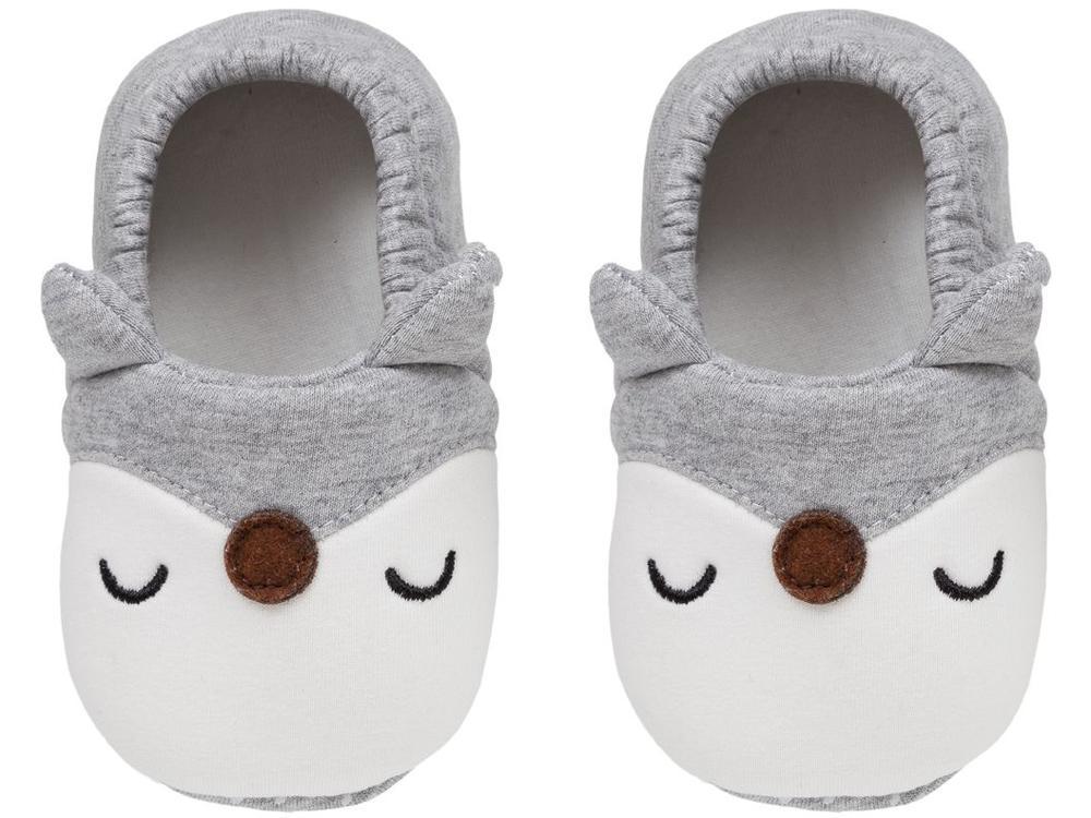 Pantufa Infantil de Algodão Sapatilha Raposa Cinza Antiderrapante - 3