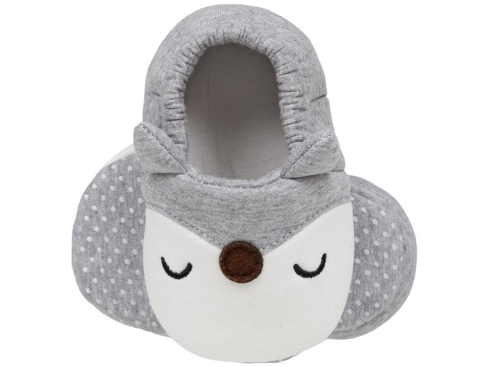 Pantufa Infantil de Algodão Sapatilha Raposa Cinza Antiderrapante - 5