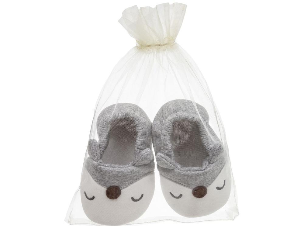 Pantufa Infantil de Algodão Sapatilha Raposa Cinza Antiderrapante - 6