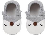 Pantufa Infantil de Algodão Sapatilha Raposa Cinza Antiderrapante - 3