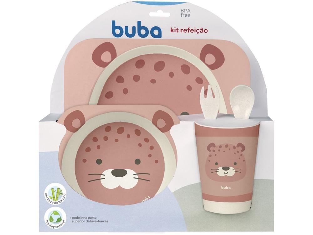 Kit Refeição Infantil Buba Oncinha 5 Peças Rosa - 7