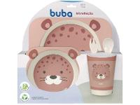 Kit Refeição Infantil Buba Oncinha 5 Peças Rosa - 7