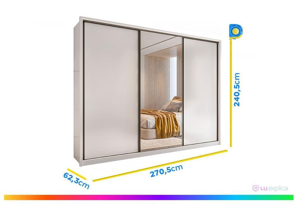 Guarda-roupa Casal com Espelho 3 Portas 6 Gavetas Caemmun Spazio - 3