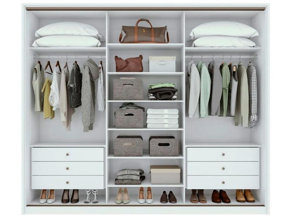 Guarda-roupa Casal com Espelho 3 Portas 6 Gavetas Caemmun Spazio - 5