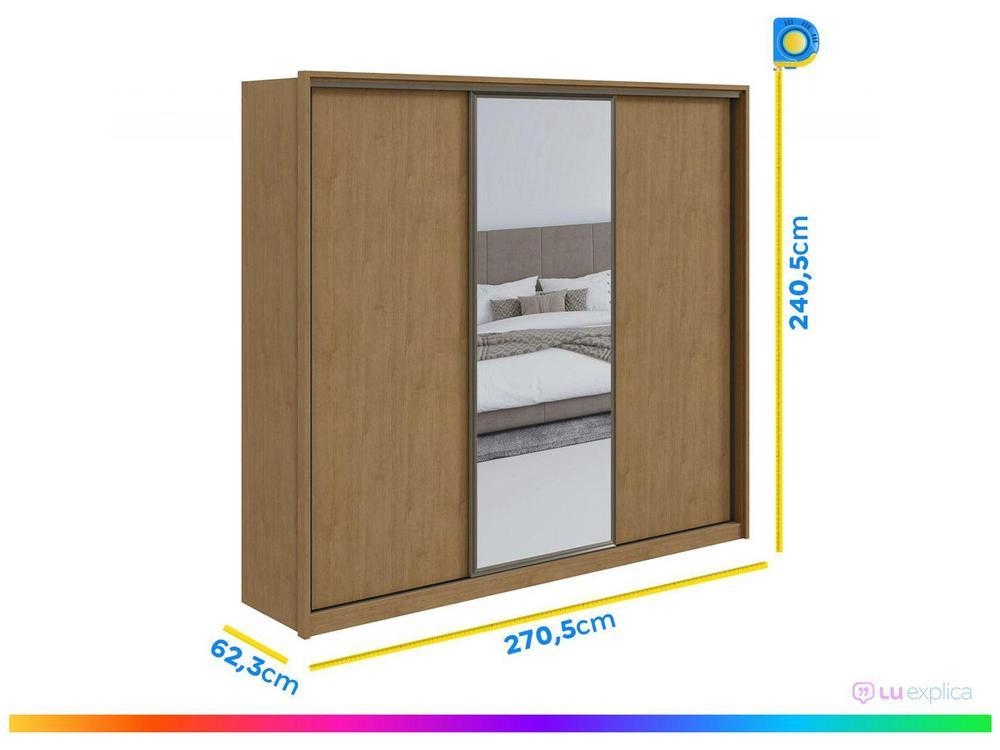 Guarda-roupa Casal com Espelho 3 Portas 6 Gavetas Caemmun Spazio - 3