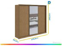 Guarda-roupa Casal com Espelho 3 Portas 6 Gavetas Caemmun Spazio - 3