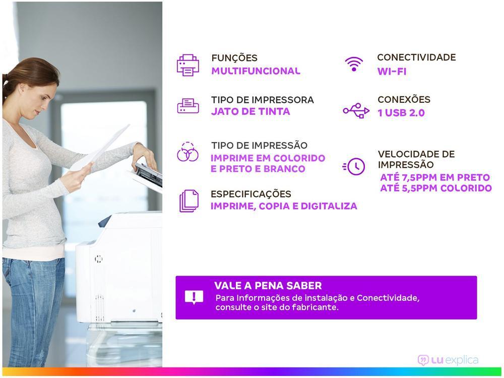 Impressora Multifuncional HP DeskJet Ink 2874 Wi-Fi Jato de Tinta Térmico Colorida USB - 2