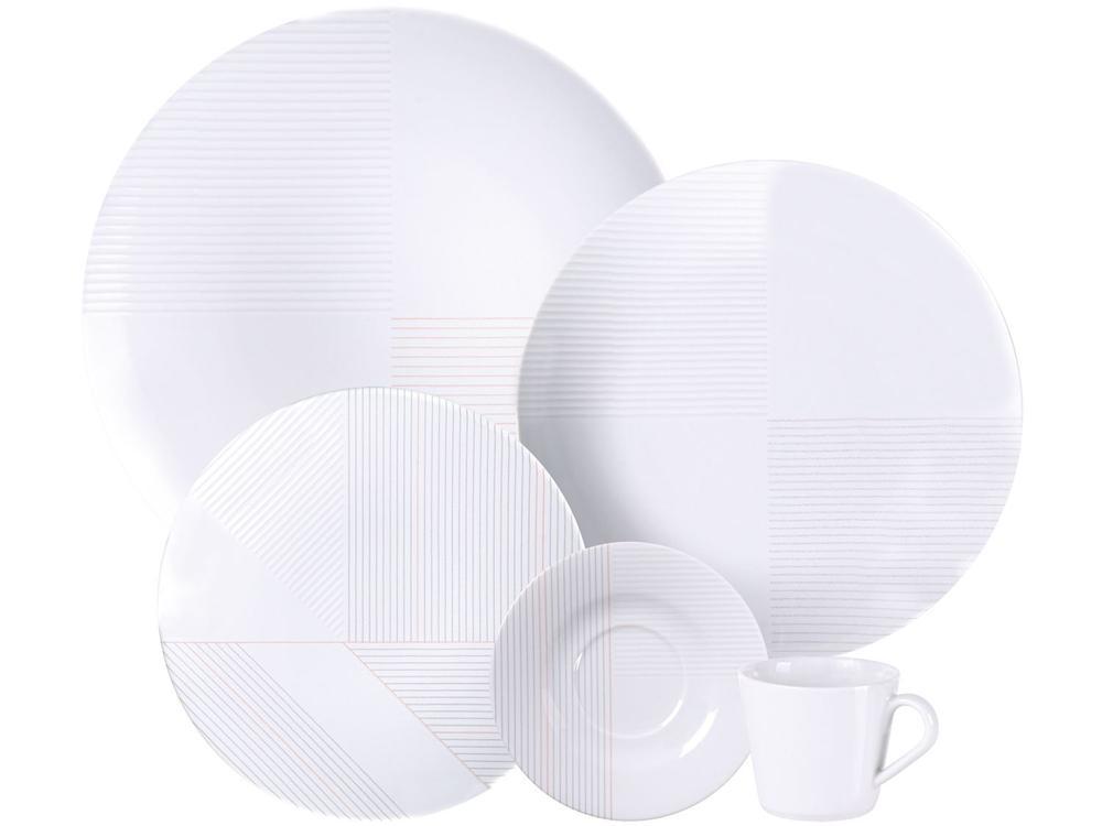 Aparelho de Jantar e Chá 20 Peças Tramontina Redondo de Porcelana Branco Grid 96589032 - 1