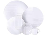 Aparelho de Jantar e Chá 20 Peças Tramontina Redondo de Porcelana Branco Grid 96589032 - 1