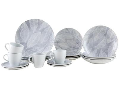 Aparelho de Jantar e Cappuccino 20 Peças Tramontina Redondo de Porcelana Cinza Arbo 96589038