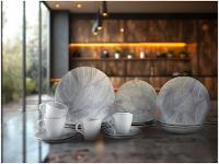 Aparelho de Jantar e Cappuccino 20 Peças Tramontina Redondo de Porcelana Cinza Arbo 96589038