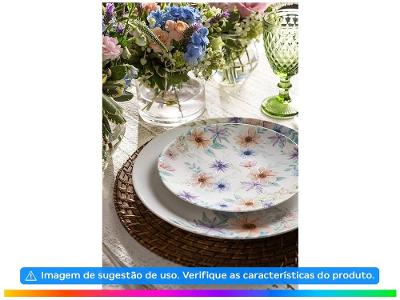 Aparelho de Jantar e Chá 20 Peças Tramontina Redondo de Porcelana Branco Floratta 96589024