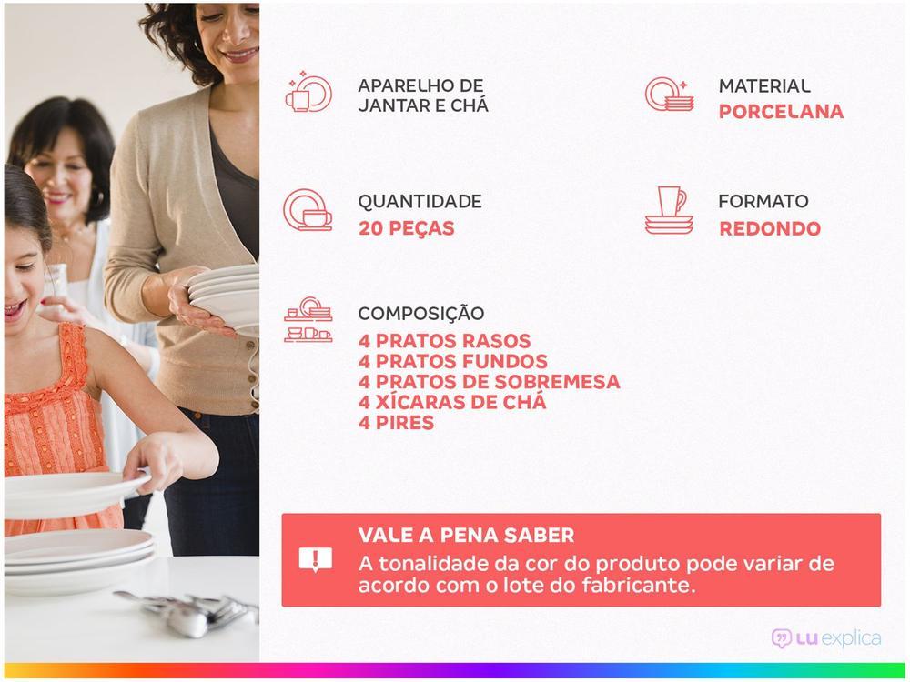 Aparelho de Jantar e Chá 20 Peças Tramontina Redondo de Porcelana Branco e Azul Soho 96589036 - 2