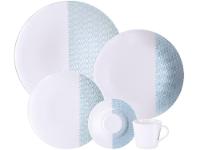 Aparelho de Jantar e Chá 20 Peças Tramontina Redondo de Porcelana Branco e Azul Aquarius 96589056 - 1