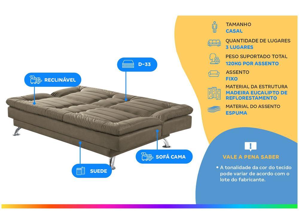 Sofá-cama Casal 3 Lugares Reclinável Maya - 2