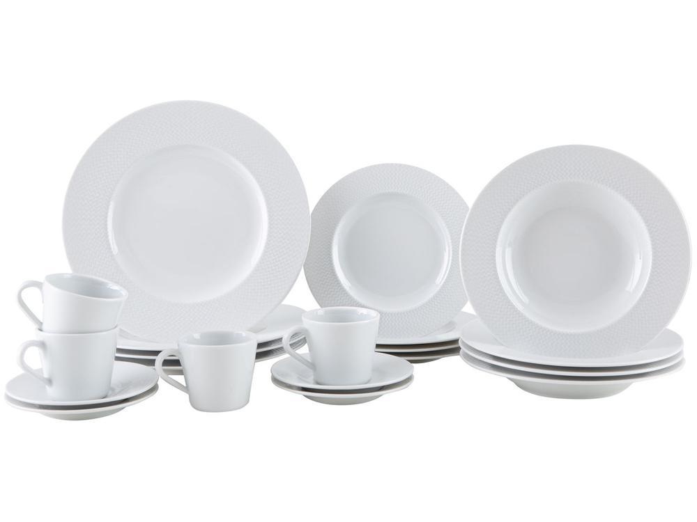 Aparelho de Jantar e Chá 20 Peças Tramontina Redondo de Porcelana Branco Mesh 96589028 - 1