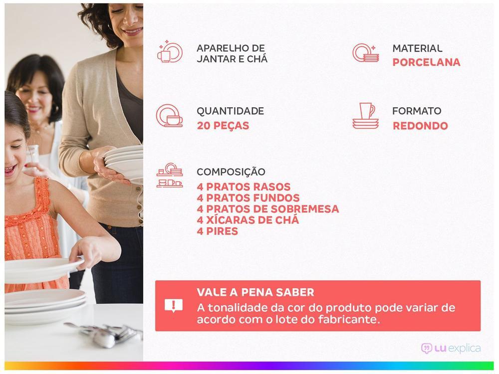 Aparelho de Jantar e Chá 20 Peças Tramontina Redondo de Porcelana Branco Mesh 96589028 - 2