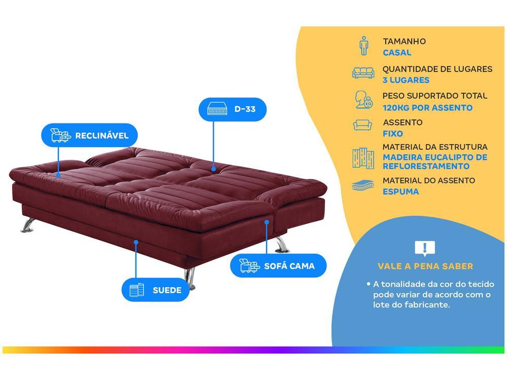 Sofá-cama Casal 3 Lugares Reclinável Maya - 2