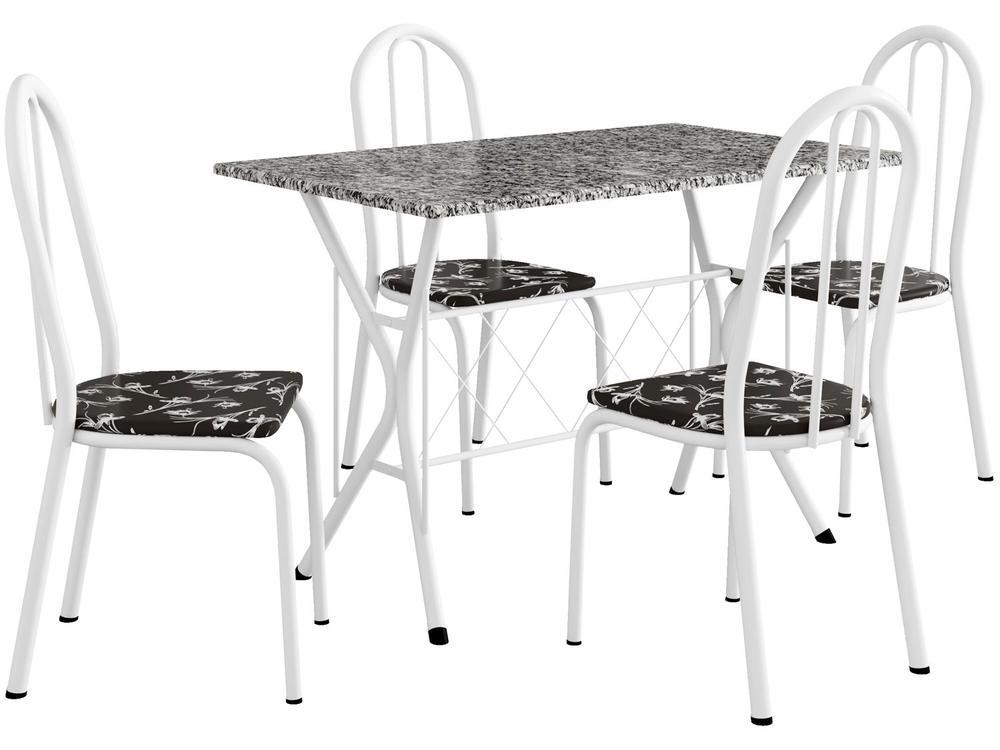 Mesa de Jantar 4 Cadeiras Retangular Branca Artefamol Ravena - 4