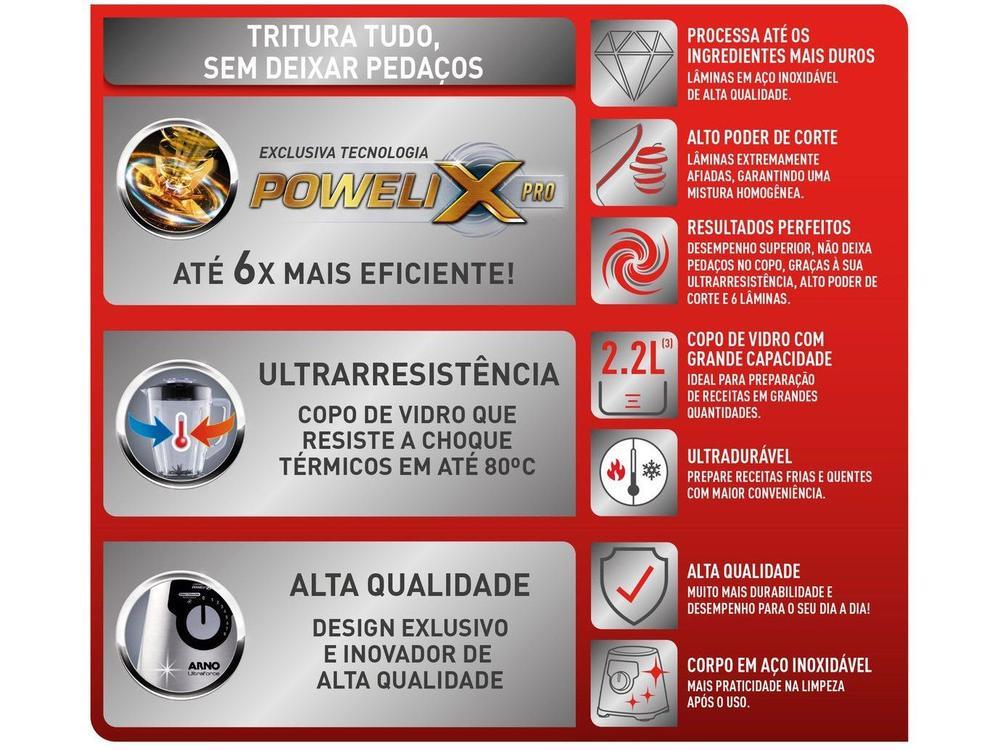 Liquidificador Arno Ultraforce Inox Jarra de Vidro LN92 - 18