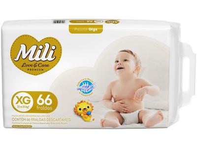 Fralda Mili Premium Love & Care Tam. XG 12 a 15kg  66 Unidades